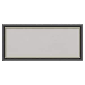 Theo Black Silver Wood Framed Grey Corkboard 33 in. x 15 in. Bulletin Board Memo Board