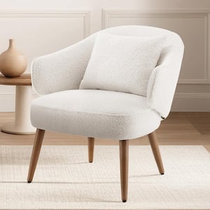 GRACE White Chenille Fabric Barrel Chair