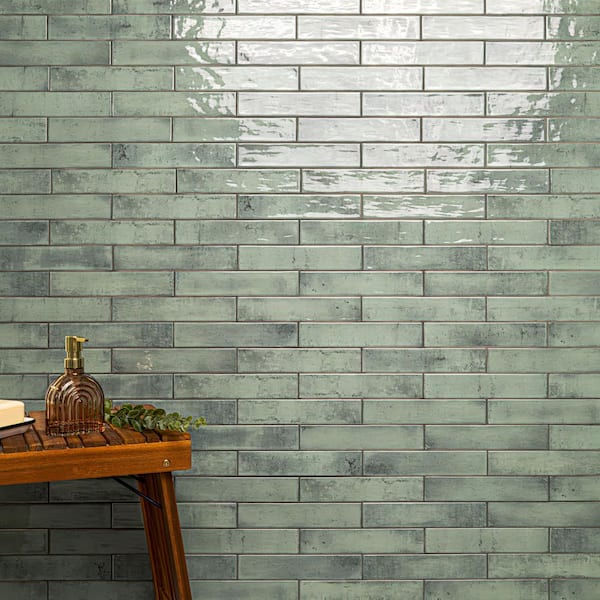 MSI Camden Emerald Glossy Green Ceramic Subway Tile 2 in. x 10 in