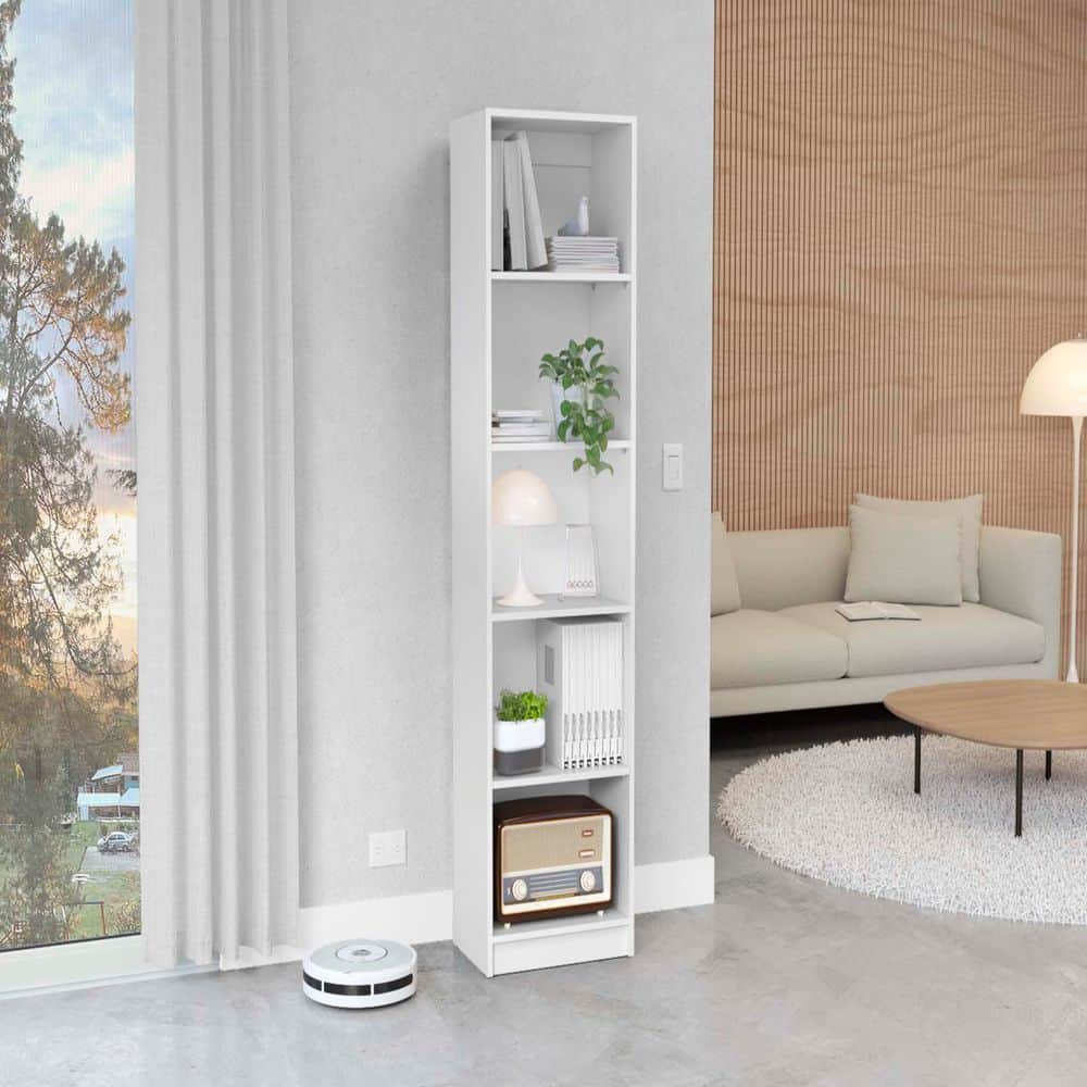 11 in. W x 17 in. D x 71 in. H White Bathroom Linen Cabinet, 5