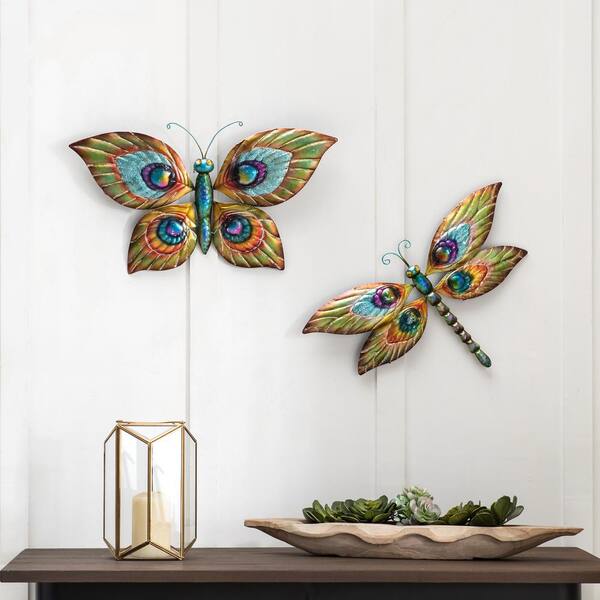 Sunjoy Peuter Decorative Butterfly And Dragonfly Wall Art D110007900 The Home Depot