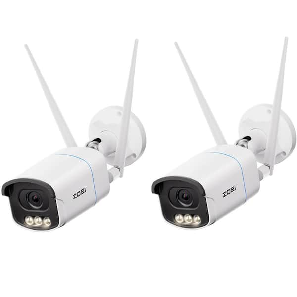 ZOSI C186 5MP 3K WiFi Plug-in Outdoor Home Security Camera, Aurora Lux Turn Night into Day-2-Pack