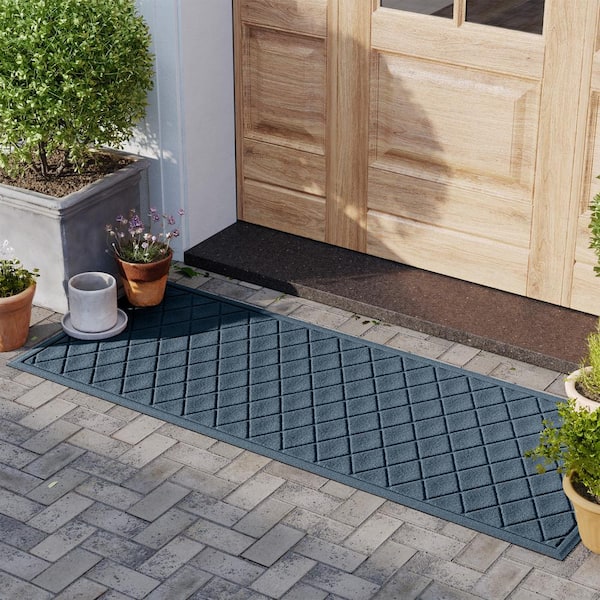 Waterhog Argyle Bluestone 22 in. x 60 in. PET Polyester Indoor Outdoor Runner Door Mat