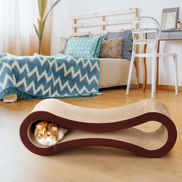 PETKARAY Cat Scratcher, Sisal Cat Scratch Pad, Curved Cat Scratching Board For Indoor Cats, Floor Mounted Scratcher With Mouse Toy Catnip