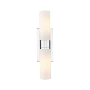 Ballston Urban 18 in. 2-Light Polished Chrome Vanity Light with Glass Shade