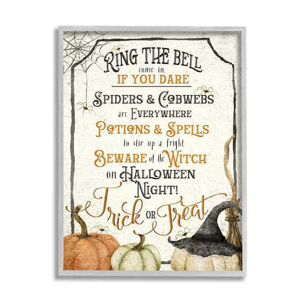 Stupell Industries Vintage Trick or Treat Sign by Deane Beesley 1-Piece Framed Graphic Print Typography Poster Art Print 20 in. x 16 in.