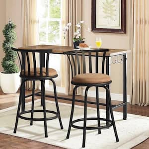 Pistil 24 in. Camel Slat Back Metal Frame Swivel Counter BarStool With Fabric Cushioned Seat(Set of 2)