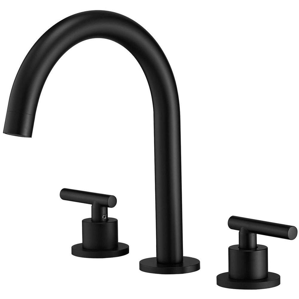 8 in. Widespread 2-Handle High-Arc Bathroom Faucet with Drain in Matte Black price history on PriceWatchPro