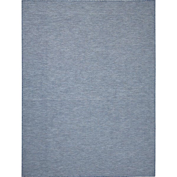 Nourison Positano Navy Blue 8 ft. x 10 ft. Solid Modern Indoor/Outdoor Patio Area Rug