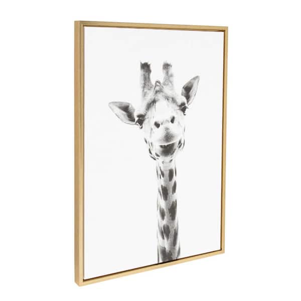 33 in. x 23 in. "Giraffe" by Tai Prints Framed Canvas Wall Art