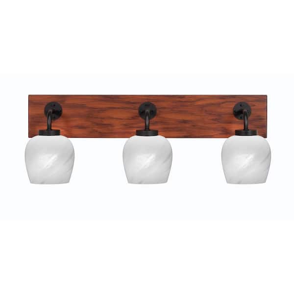 Unbranded Kirby 26.75 in. 3-Light Matte Black and Painted Wood-look Metal Vanity Light
