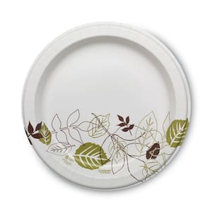 Pathways 10.13 in. Green/Burgundy Soak Proof Shield Heavyweight Disposable Paper Plates, 125/Pack