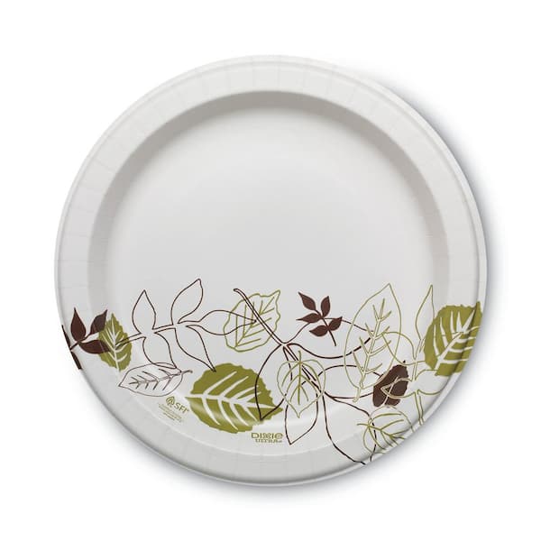DIXIE Pathways 10.13 in. Green/Burgundy Soak Proof Shield Heavyweight Disposable Paper Plates, 125/Pack