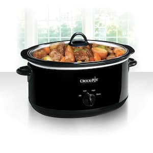 8 Qt. Black Manual Slow Cooker with Glass Lid and Keep Warm Setting