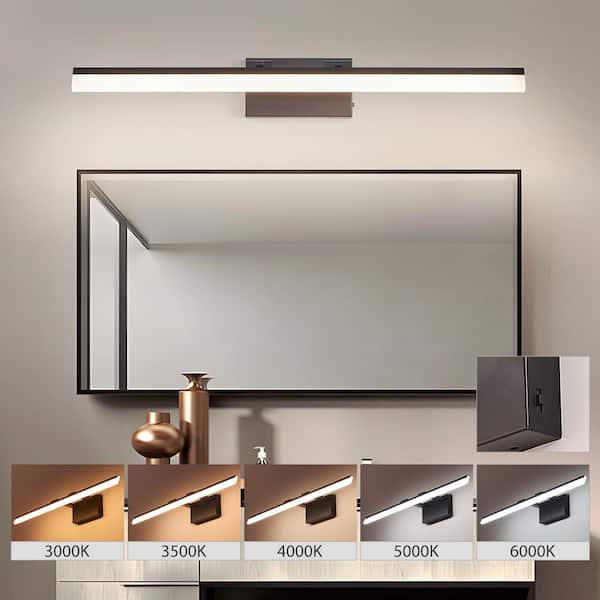 Lasaideal 32 in. Integrated LED Black Bathroom Vanity Light Bar with Acrylic Shade and 5CCT