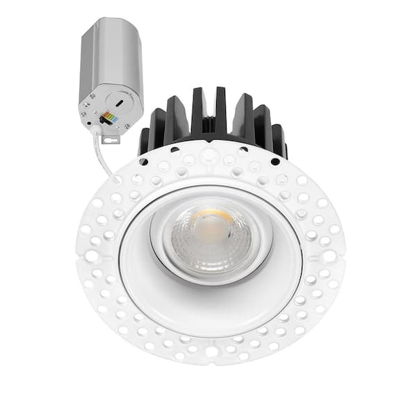 2 in. 5 CCT Adjustable LED Slim Trimless Eyeball Gimbal Downlight, 600 Lumens Color Selectable, 360° Rotation