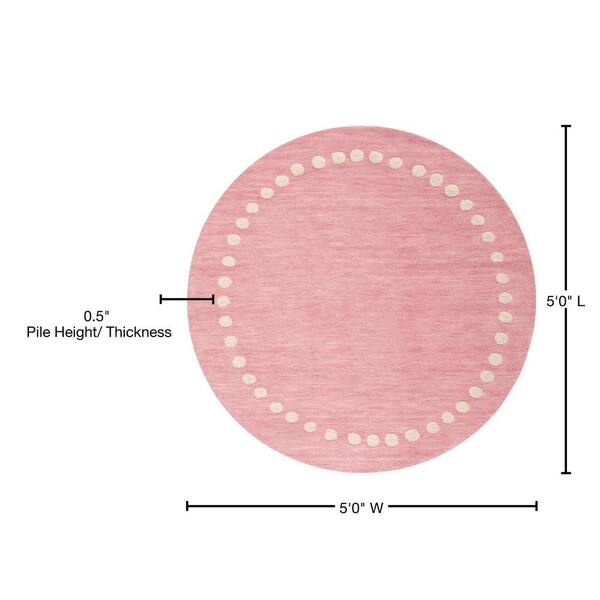 SAFAVIEH Kids Pink 5 ft. x 5 ft. Round Polka Dot Area Rug SFK802U