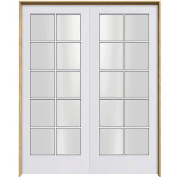 JELD-WEN Smooth 10-Lite Primed Pine Prehung Interior French Double Door with Pine Jamb-DISCONTINUED