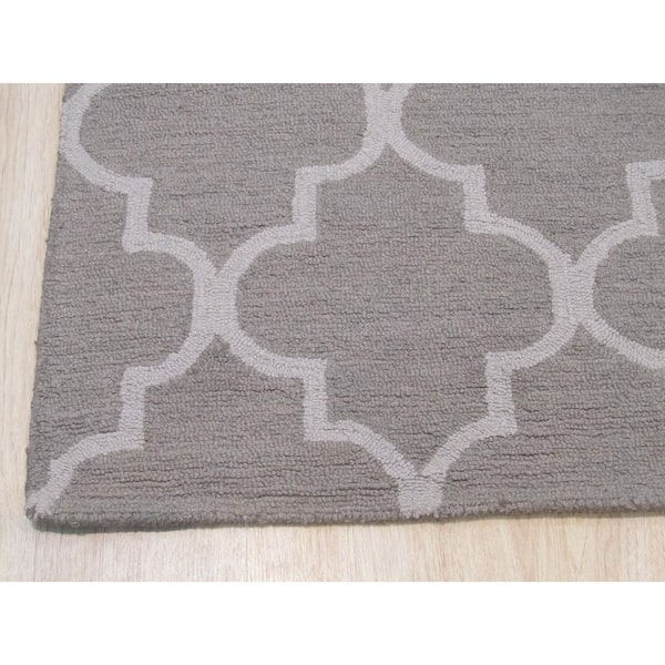 Light Gray 5 ft. x 7 ft. Hand Tufted Wool Traditional Geometric Moroccan Area Rug