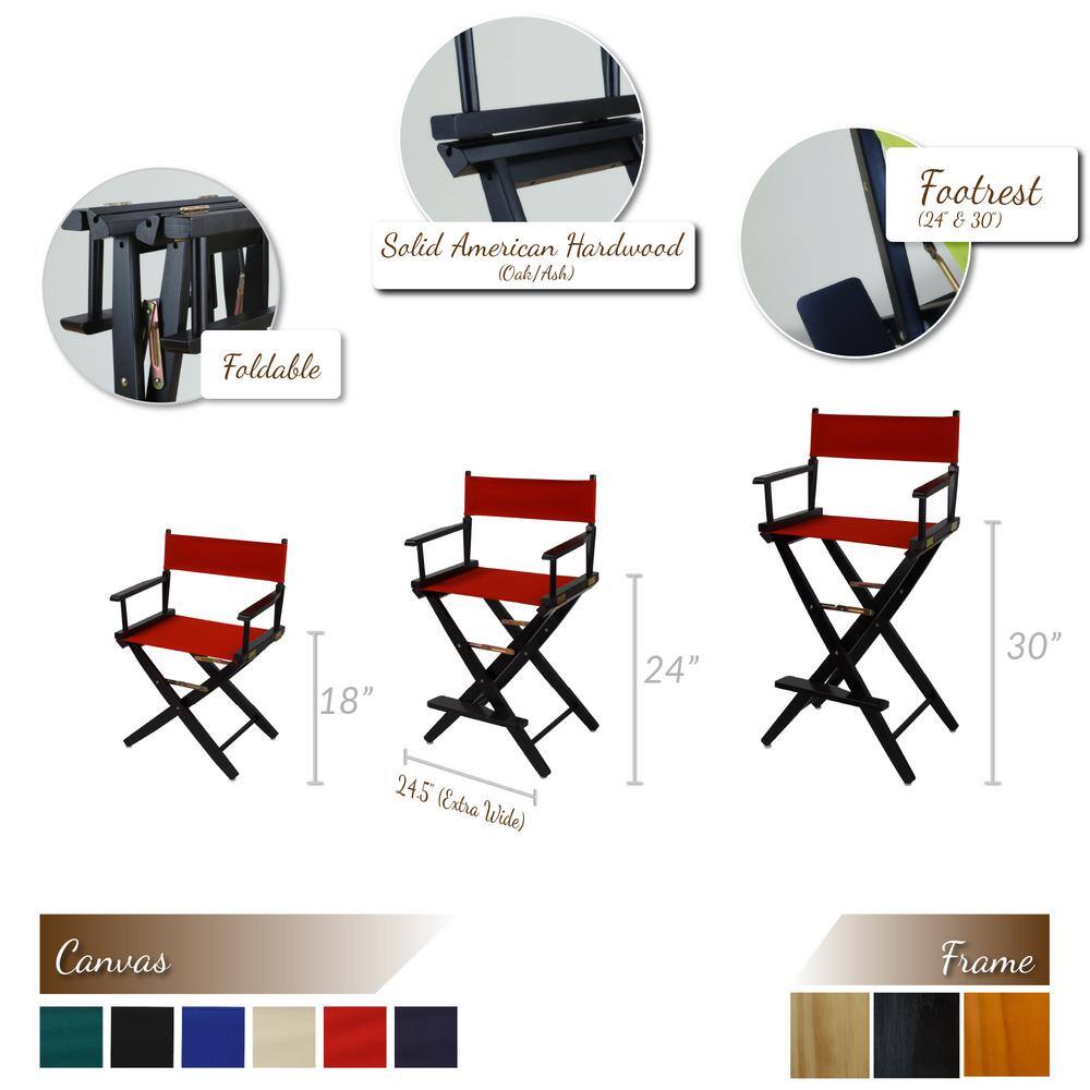 Mission Oak Extra-Wide 18" Director's Chair with Navy Canvas