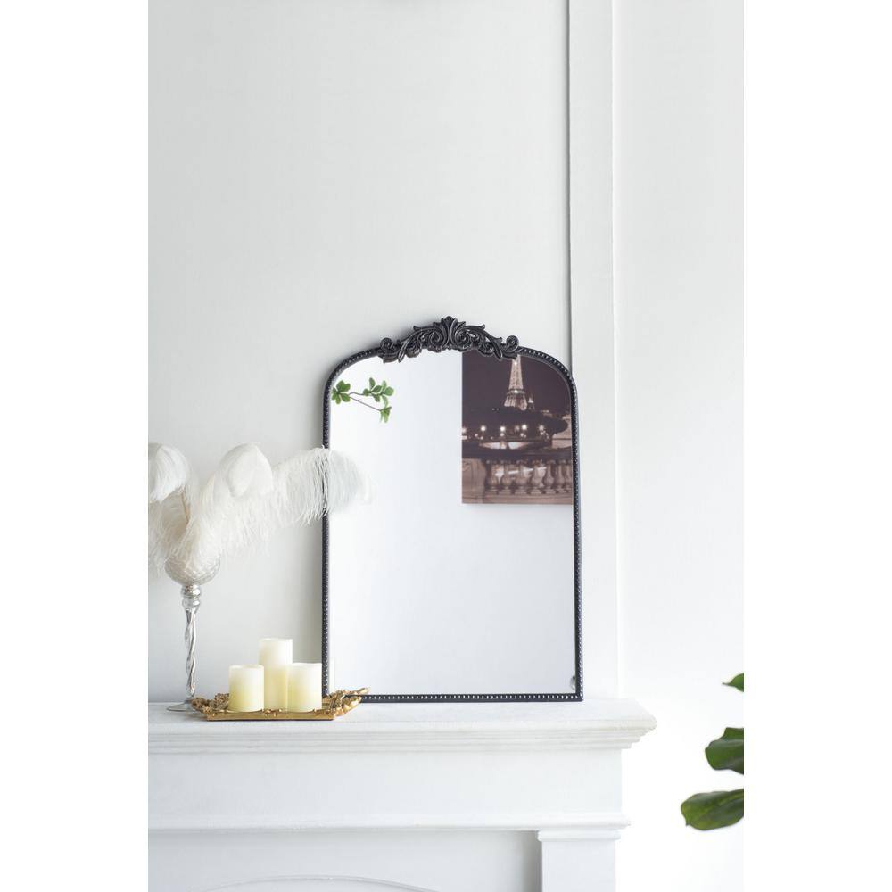 24 x 36 Inch Black Iron Framed Arched Decorative Mirror