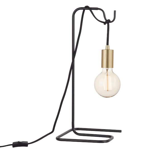 Globe Electric Designer Series 18 in. Black Table Lamp with Black Fabric Cord and Brass Exposed Socket