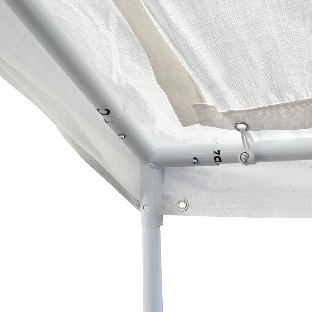 White Metal Frame 10' x 15' Carport Shelter with Fabric Roof