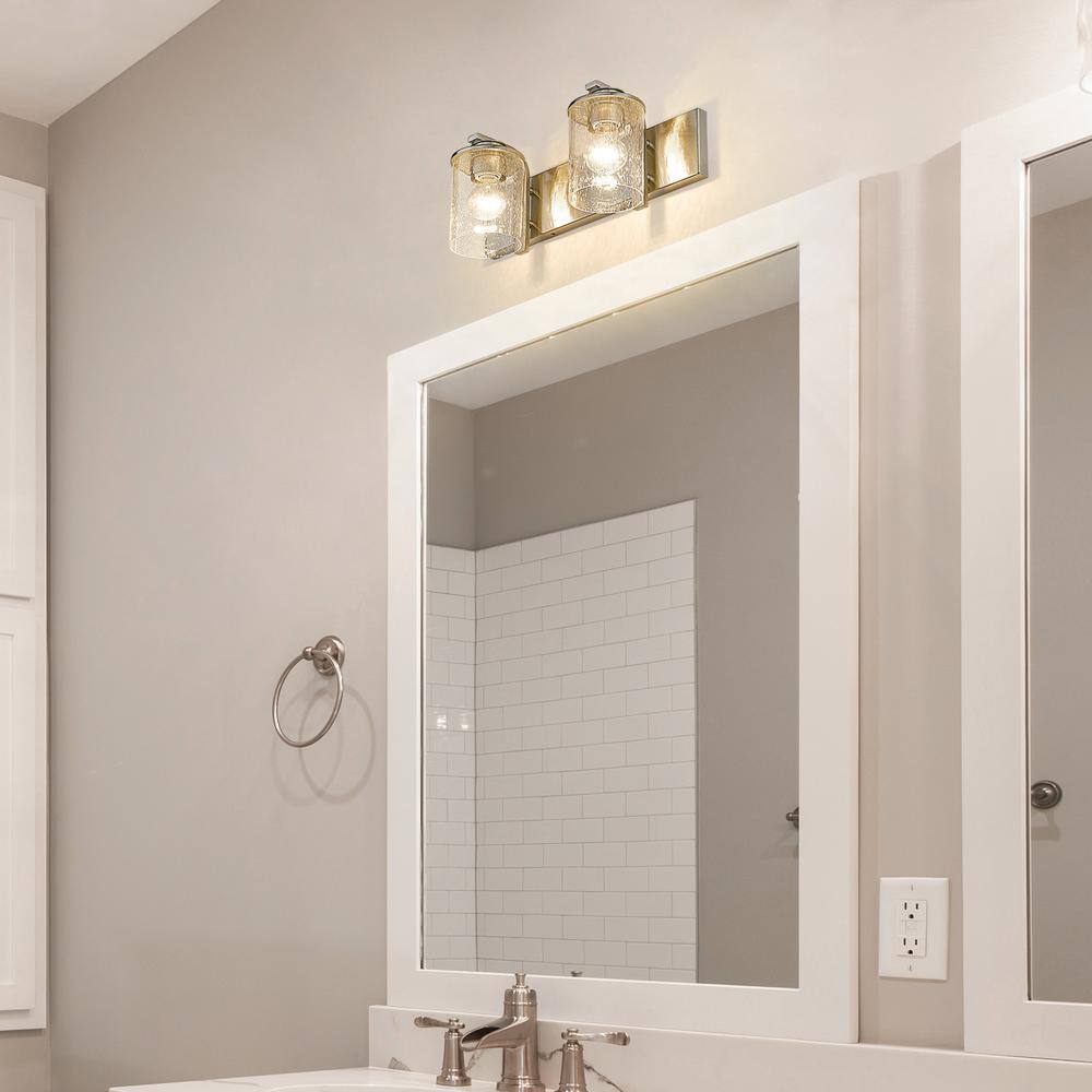 Beckett Brushed Nickel 2-Light Vanity with Clear Seedy Glass