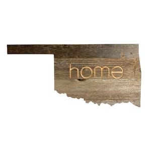 Large Rustic Farmhouse Oklahoma Home State Reclaimed Wood Wall Art