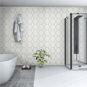 Retro Bianco White and Gray Hive Pattern 12 in. x 12 in. Matte Porcelain Mosaic Tile (14.55 sq. ft./Case)
