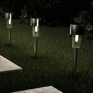 12.2 in. Silver Outdoor Integrated LED Landscape Solar Path Lights (12-Pack)