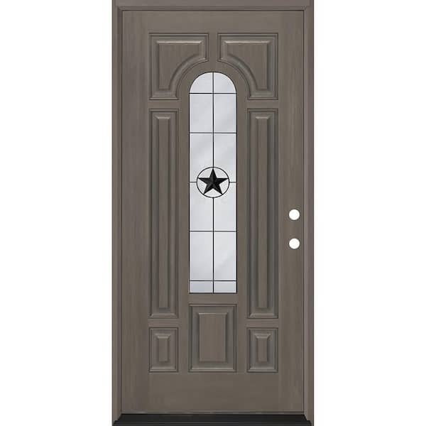 Regency 36 in. x 80 in. CenterLite Alamo Glass RHIS Ashwood Fiberglass Prehung Front Door with 4-9/16 Jamb