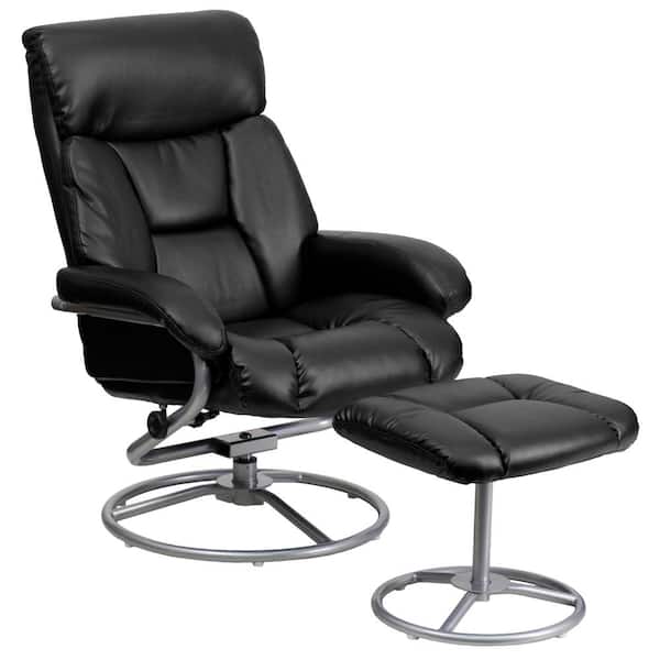 Flash Furniture Contemporary Black Leather Recliner And Ottoman With Metal Base Bt70230bkcir The Home Depot Flash Furniture Contemporary Black, Flash Furniture Reclining Office Chair With Ottoman
