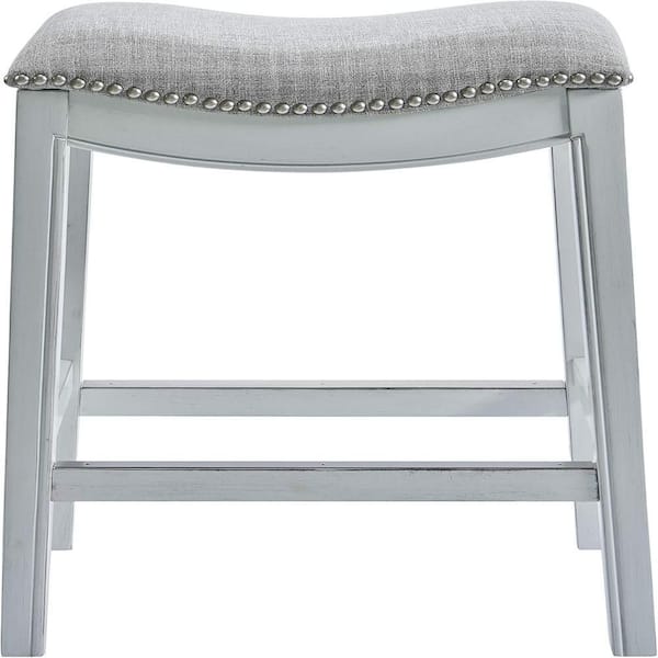 White Finish, Rectangle Seat Counter-Height Bar Stool