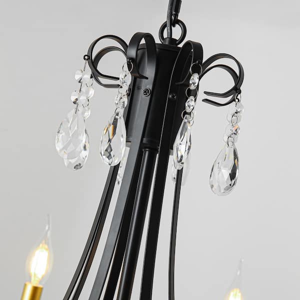 Genoci 8-Light Black Dimmable Classic Traditional Chandelier with