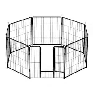 32 in. H 8-Panels Metal Heavy-Portable Foldable Outdoor Dog Playpen Indoor Fence with Anti-Rust Coating