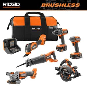 18V Brushless Cordless 6-Tool Combo Kit with 6.0 Ah and 2.0 Ah MAX Output Batteries and Charger