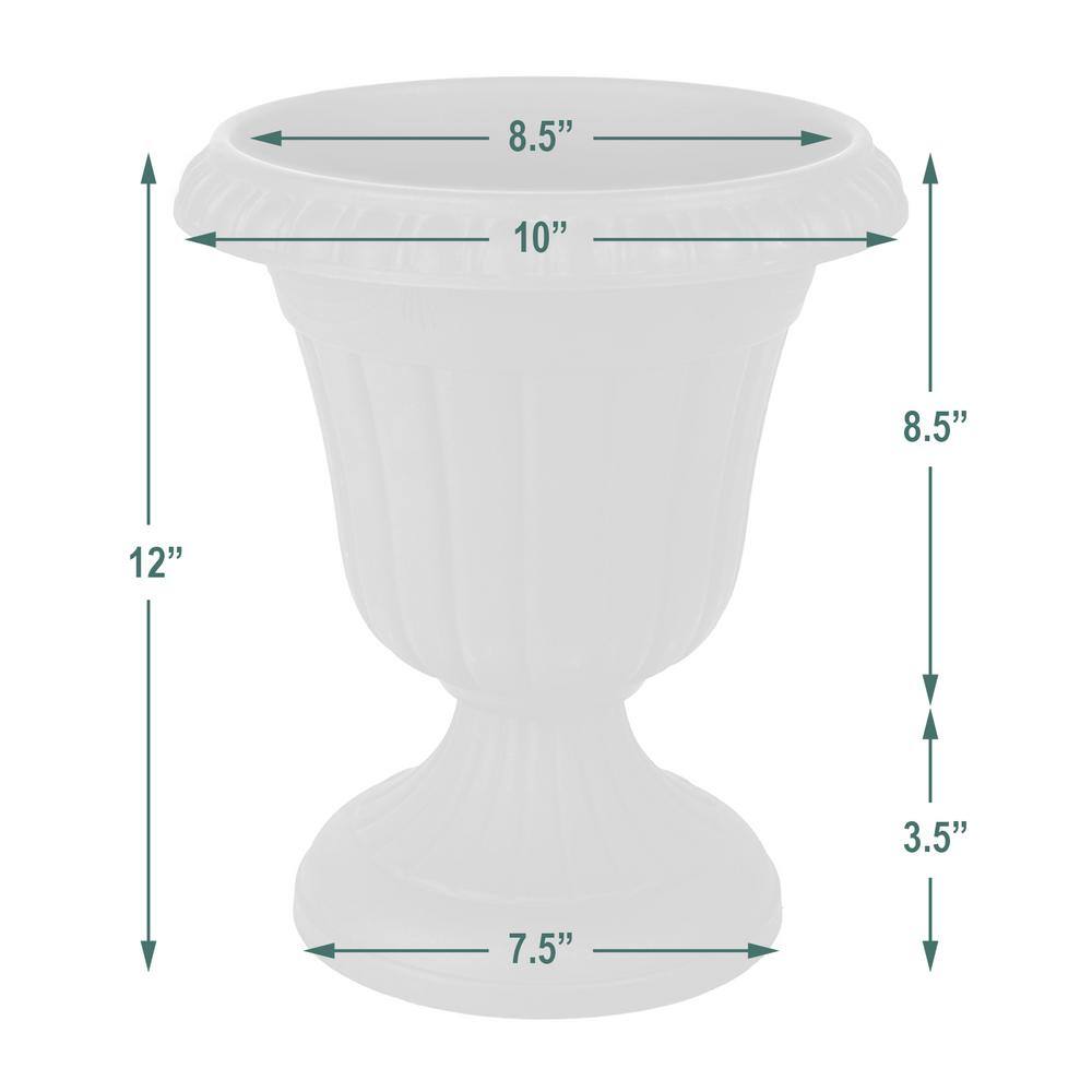 Classic Beige 10"x12" Weather-Resistant Plastic Outdoor Urn Planter