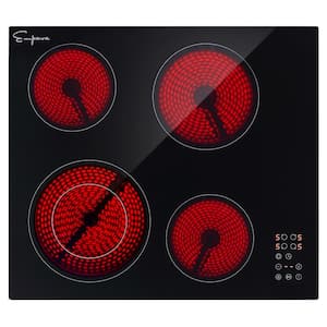 24 in. Smooth Surface Radiant Electric Cooktop in Black with 4 Elements Including Dual Zone Element