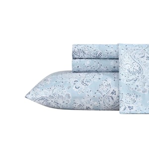 Prairieland Paisley 3-Piece Blue Microfiber Twin Sheet Set