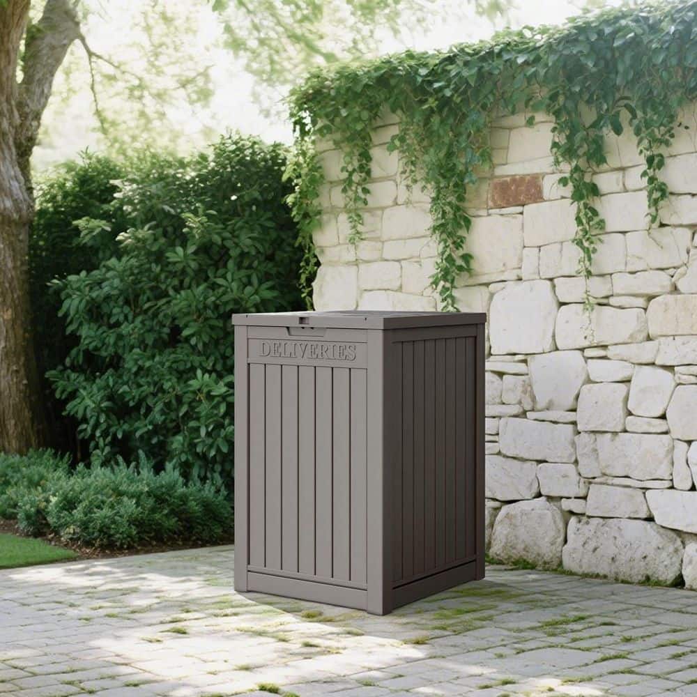 Ama pear Gray 48 Gal. Waterproof Lockable Resin Package Delivery