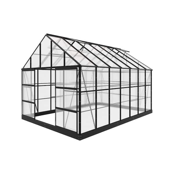 INMITOM 10 ft. x 14 ft. Black Aluminum Frame Clear Panel