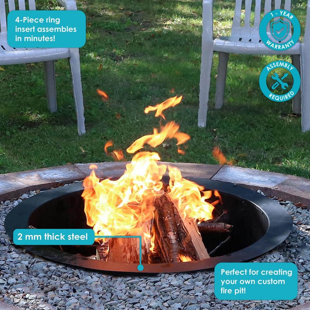 Sunnydaze 45-Inch Black Steel Fire Pit Ring Insert