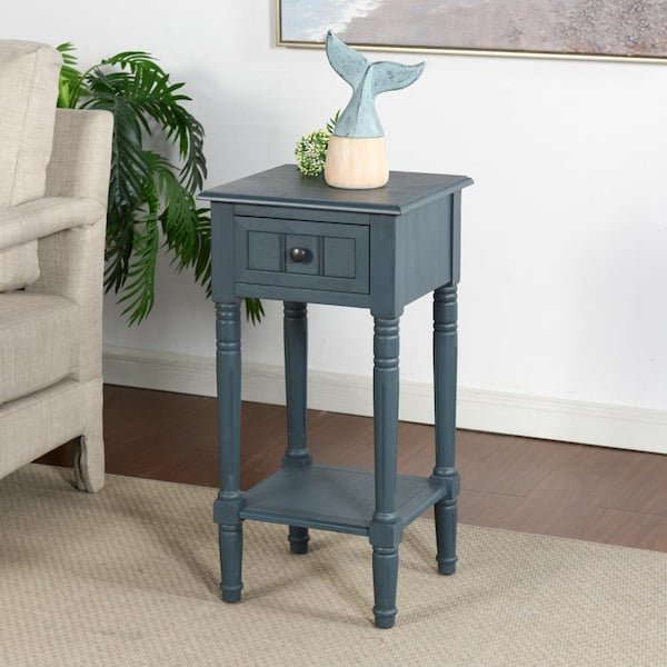 Hampton 14 in. Antique Navy MDF Square End Table