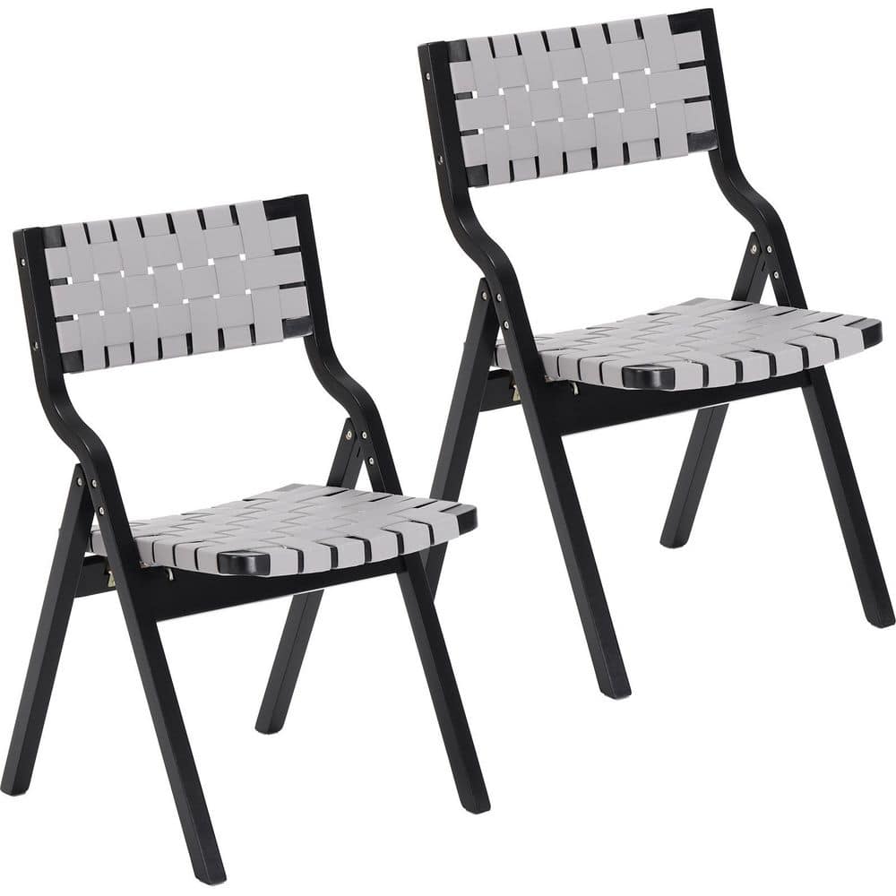 Black Wood Outdoor Dining Chair in Light Grey Set of 2 for Patio, Backyard, Balcony price history on PriceWatchPro