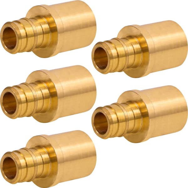 PLUMBFLEX 1/2 in. x 3/4 in. 90° PEX A x Male Sweat Expansion PEX Adapter, Lead Free Brass for Use in PEX A-Tubing, (5-Pack)