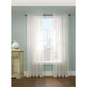 Rhapsody Voile Eggshell Polyester Smooth 54 in. W x 84 in. L Rod Pocket Indoor Sheer Curtain (Single Panel)