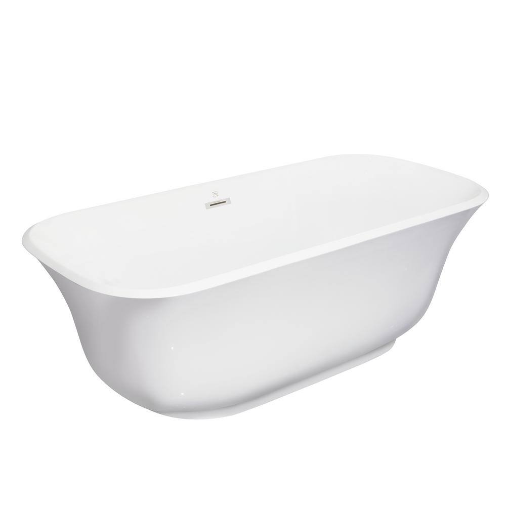 67" Glossy White Acrylic Freestanding Soaking Bathtub
