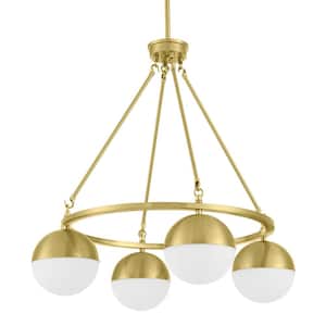 Palla 4-Light Gold Globe Chandelier with Frosted Glass Shade