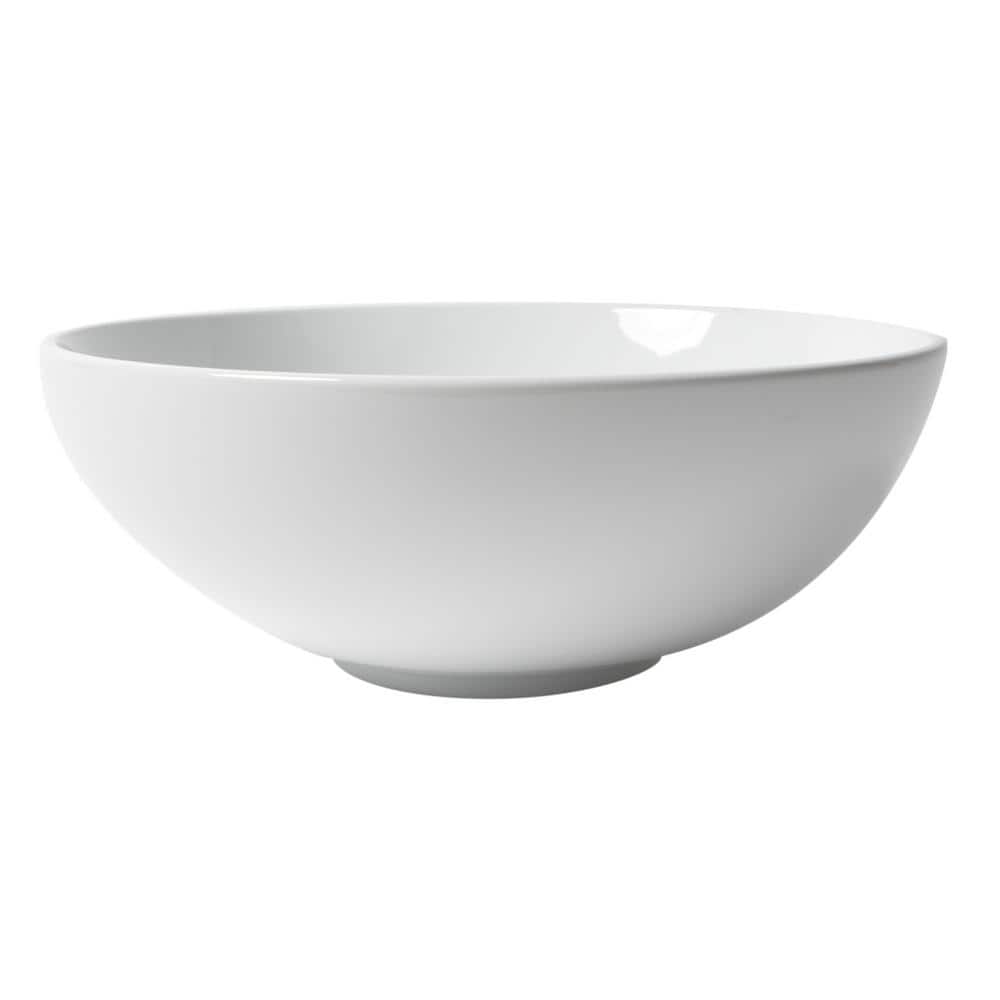 White Ceramic 15'' Round Vessel Bathroom Sink